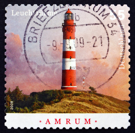 GERMANY - CIRCA 2008: a stamp printed in the Germany shows Amrum, Lighthouse, circa 2008のeditorial素材