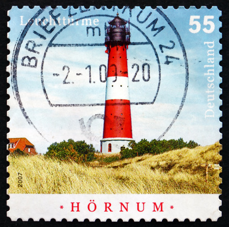 GERMANY - CIRCA 2008: a stamp printed in the Germany shows Hornum, Sylt, Lighthouse, circa 2008のeditorial素材