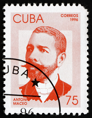 CUBA - CIRCA 1996: a stamp printed in the Cuba shows Antonio Maceo, General, Revolutionary, Hero of the War of Independence, circa 1996のeditorial素材