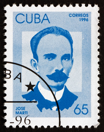 CUBA - CIRCA 1996: a stamp printed in the Cuba shows Jose Marti, Poet, Journalist, Political Theorist, Revolutionary, Hero of the War of Independence, circa 1996のeditorial素材