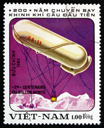 VIETNAM - CIRCA 1983: a stamp printed in Vietnam shows CA-11, Balloon, circa 1983のeditorial素材