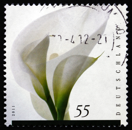 GERMANY - CIRCA 2011: a stamp printed in the Germany shows Flower, Mourning, circa 2011のeditorial素材