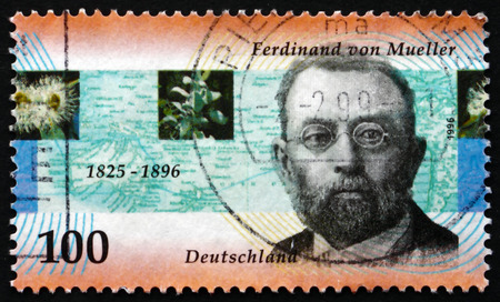 GERMANY - CIRCA 1996: a stamp printed in the Germany shows Baron Ferdinand von Mueller, Botanist, circa 1996のeditorial素材