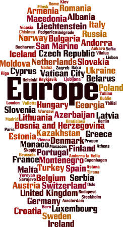 Countries in Europe word cloud concept. Vector illustrationのイラスト素材