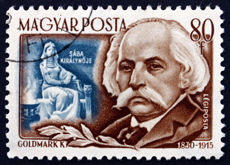 HUNGARY - CIRCA 1953: a stamp printed in the Hungary shows Karl Goldmark, Hungarian Composer, circa 1953のeditorial素材