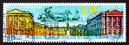 FRANCE - CIRCA 1997: a stamp printed in the France shows Versailles, French Federation of Philatelic Associations, 70th Congress, circa 1997のeditorial素材