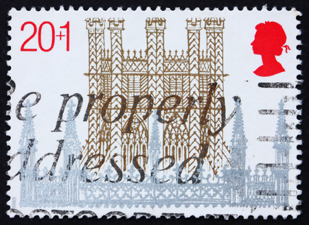 GREAT BRITAIN - CIRCA 1989: a stamp printed in Great Britain shows Ely Cathedral, Cambridgeshire, 800 Anniversary, circa 1989のeditorial素材