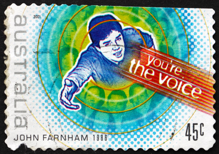 AUSTRALIA - CIRCA 2001: a stamp printed in Australia shows You're the Voice, by John Farnham, Australian Pop Singer, Rock Music, circa 2001のeditorial素材