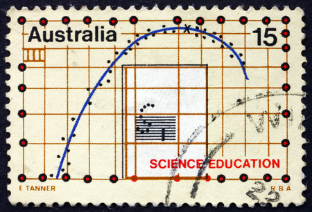 AUSTRALIA - CIRCA 1974: a stamp printed in Australia dedicated to Science Education, circa 1974のeditorial素材