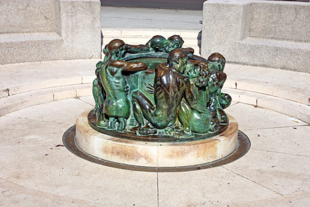 CROATIA ZAGREB, 25 SEPTEMBER 2016: Well of Life sculpture, by Mestrovic, in front of the Croatian national theater  in Zagreb, Croatiaのeditorial素材