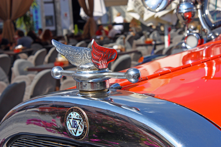 CROATIA SAMOBOR, 17 JULY 2011: Dodge logo on Dodge Brothers Roadster from 1924, ''14. Oldtimer Rally'' in Samobor, Croatiaのeditorial素材