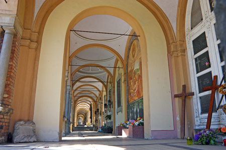 CROATIA ZAGREB, 21 AUGUST 2012: Last resting place of many famous Croatians, Mirogoj Arcade, Zagreb, Croatiaのeditorial素材