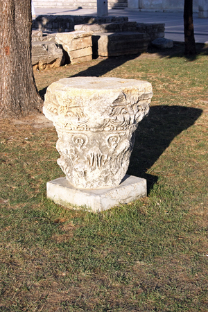 Archaeological artefact from Roman empire exposed in the park in Zadarの写真素材