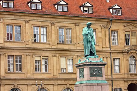 SUTTGART, GERMANY - SEPTEMBER 14, 2010: Statue of Johann Christoph Friedrich von Schiller, German poet, philosopher, historian and playwright in Stuttgartのeditorial素材