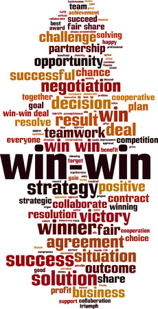 Win-win word cloud concept. Vector illustrationのイラスト素材
