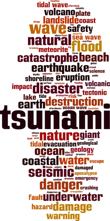 Tsunami word cloud concept. Vector illustrationのイラスト素材