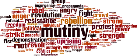 Mutiny word cloud concept. Vector illustrationのイラスト素材