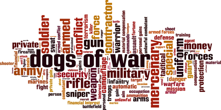 Dogs of war word cloud concept. Vector illustrationのイラスト素材