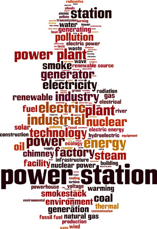 Power station word cloud concept. Vector illustrationのイラスト素材