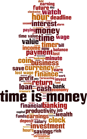 Time is money word cloud concept. Vector illustrationのイラスト素材