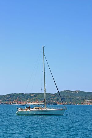 ADRIATIC SEA, CROATIA -  JUNE 20, 2011: View of a yacht at the Adriatic Sea, Croatiaのeditorial素材
