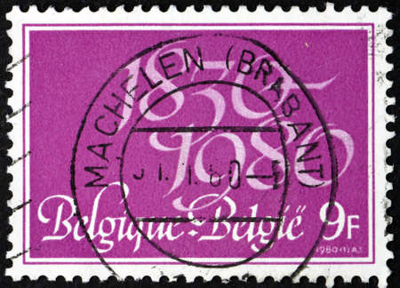 BELGIUM - CIRCA 1980: a stamp printed in Belgium dedicated to 150th anniversary of the independence, circa 1980のeditorial素材