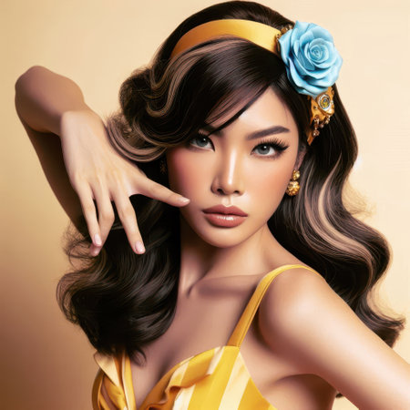 Portrait of a beautiful young woman with elegant hairstyle and makeup.の素材