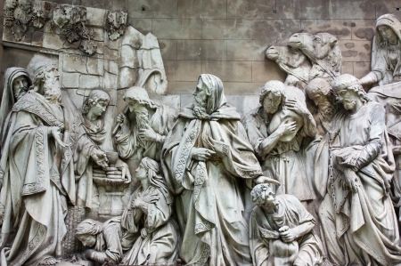 High relief which was filmed from the wall of the Cathedral of Christ the Saviour is kept in Donskoy Monastery in Moscowの写真素材