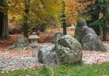 The Japanese rock-garden in park nearby parkhotel Richmondのeditorial素材