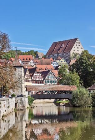SchwÃ¤bisch Hall is historical town in the German state of Baden-WÃ¼rttemberg and located in the valley of the river Kocherの写真素材