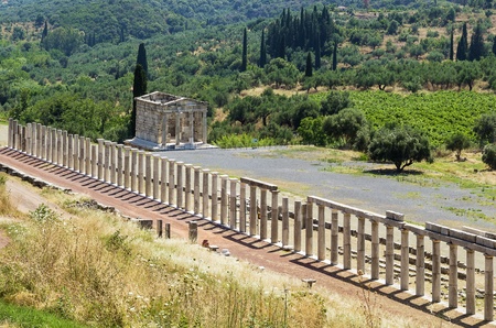colonnade about stadium in Ancient Messene, Greeceの写真素材