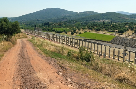 Stadium in Ancient Messene in Peloponnese, Greeceの写真素材