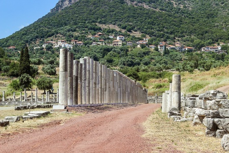 colonnade about stadium in Ancient Messene, Greeceの写真素材