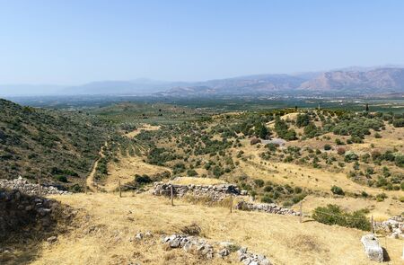 view of vicinities from the hill Mycenae, Greeceの写真素材