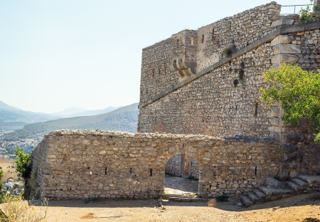 Palamidi is a fortress in the town of Nafplio in the Peloponnese, Greece. Nestled on the crest of a 216-metre high hill, the fortress was built by the Venetians のeditorial素材