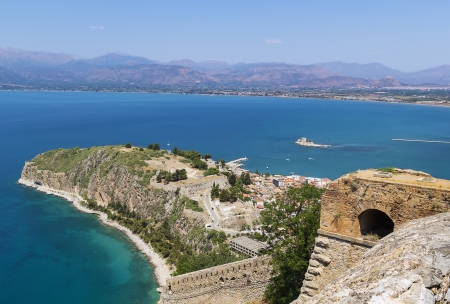 View of the old part of the city of Nafplio from Palamidi castle, Greeceのeditorial素材