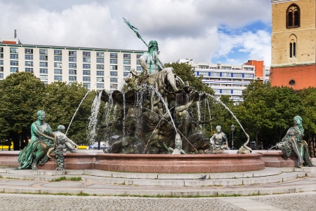 The Neptune Fountain in Berlin was built in 1891 and was designed by Reinhold Begasの写真素材