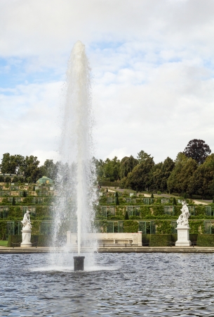 view from park to Sanssouci Palace and the terrace vineyards, Potsdam, Germanyのeditorial素材