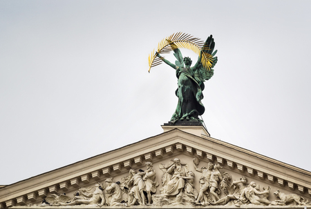 sculptures on the facade of the theatre of Opera and Ballet in Lvivのeditorial素材