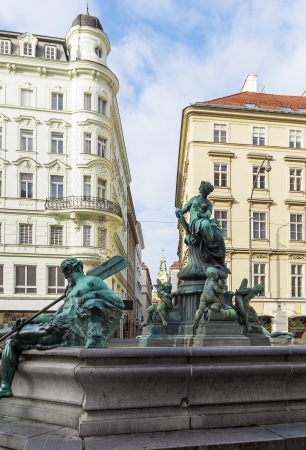 Donner Fountain was created between the years 1737 and 1739 by sculptor Georg Raphael Donner. This is one of his great Baroque masterpieces.の写真素材