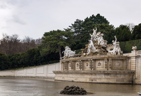 Neptune fountain in Schonbrunn Palace Garden in Vienna, Austriaのeditorial素材