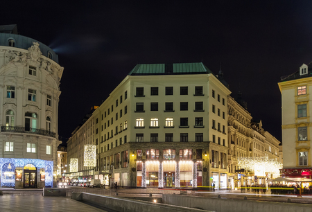 St Michaels square in the evening before Christmas, Viennaの写真素材