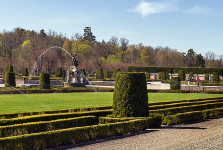 Baroque garden in Drottningholm Palace in Stockholm, Swedenのeditorial素材