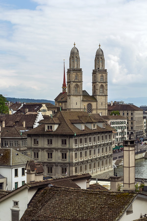 The Grossmunster is a Romanesque-style Protestant church in Zurich, Switzerland. It is one of the three major churches in the cityの写真素材