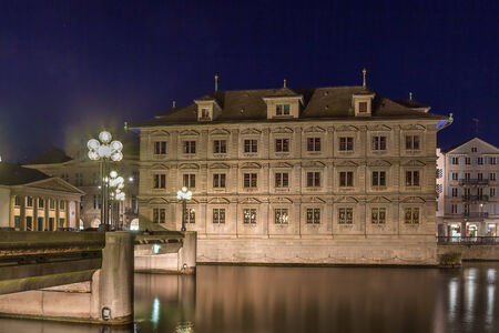 Zurich city hall in evening, Switzerlandの写真素材
