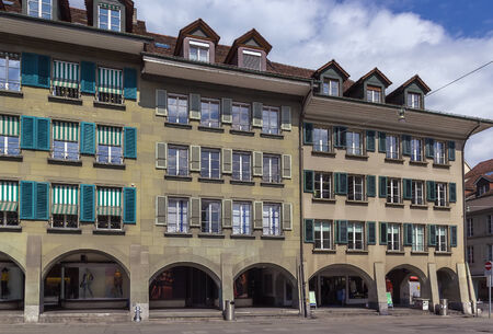 street with historic building in Bern center, Switzerland