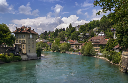 view of Aare river in Bern old city, Switzerland 
