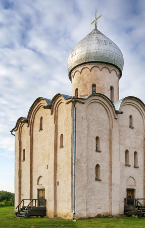 Church of Our Savior on Nereditsa Hill, 1198  is world famous church in Veliky Novgorod, Russiaの写真素材
