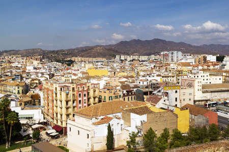 View of Malaga city center from Alcazaba, Spainのeditorial素材