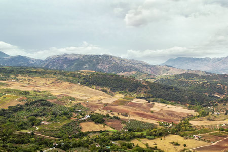 view of the surroundings from a height of Ronda, Spainの写真素材